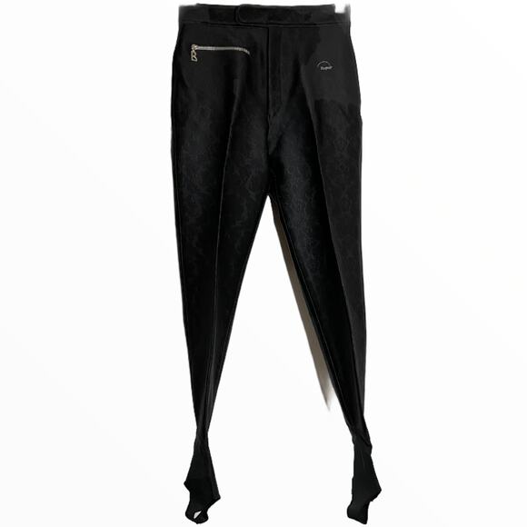 Bogner Stirrup Ski Pants USA Jacquard Softshell Coated High Rise Black 10 - Picture 1 of 4